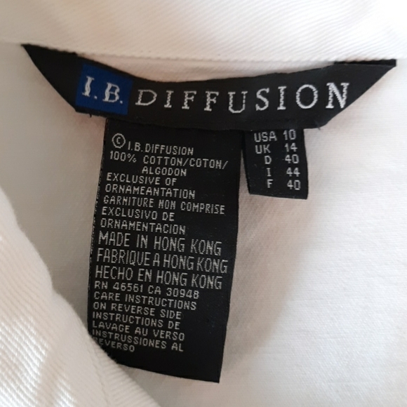 Vintage 80s I.B.Diffusion white denim jean jacket - Picture 3 of 3